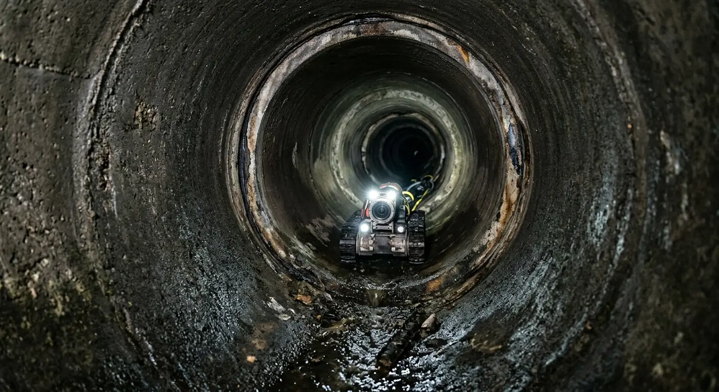 Robotic sewer camera inspecting pipe interior for Sewer Line Cleaning in Howard